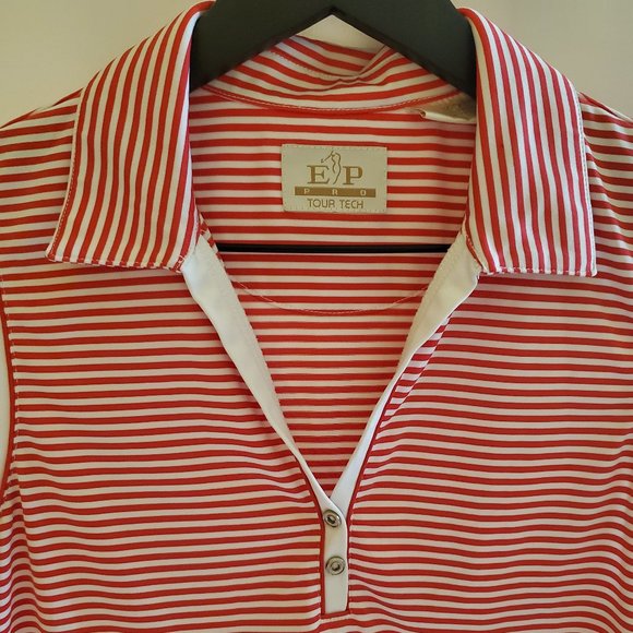 EP Pro Tour Tech Sleeveless Women's Golf Shirt Red and White Stripes Size M - Picture 2 of 12